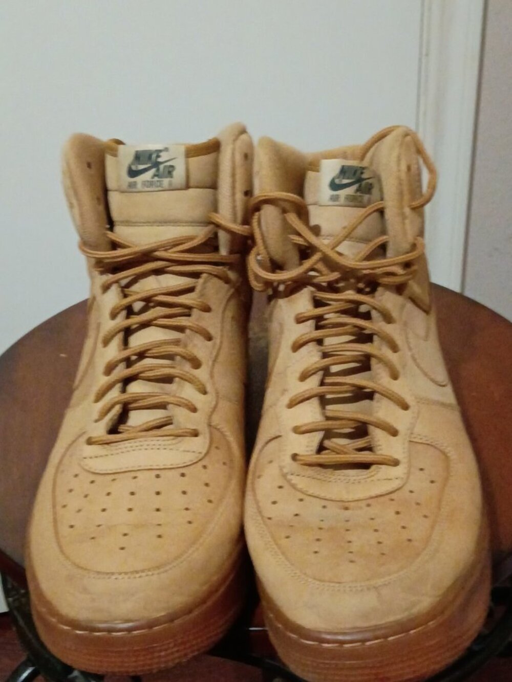 Nike Air Force 1 High ’07 Flax Wheat Men’s Size 12 Suede Sneakers Tan Gum Sole - Picture 5 of 13